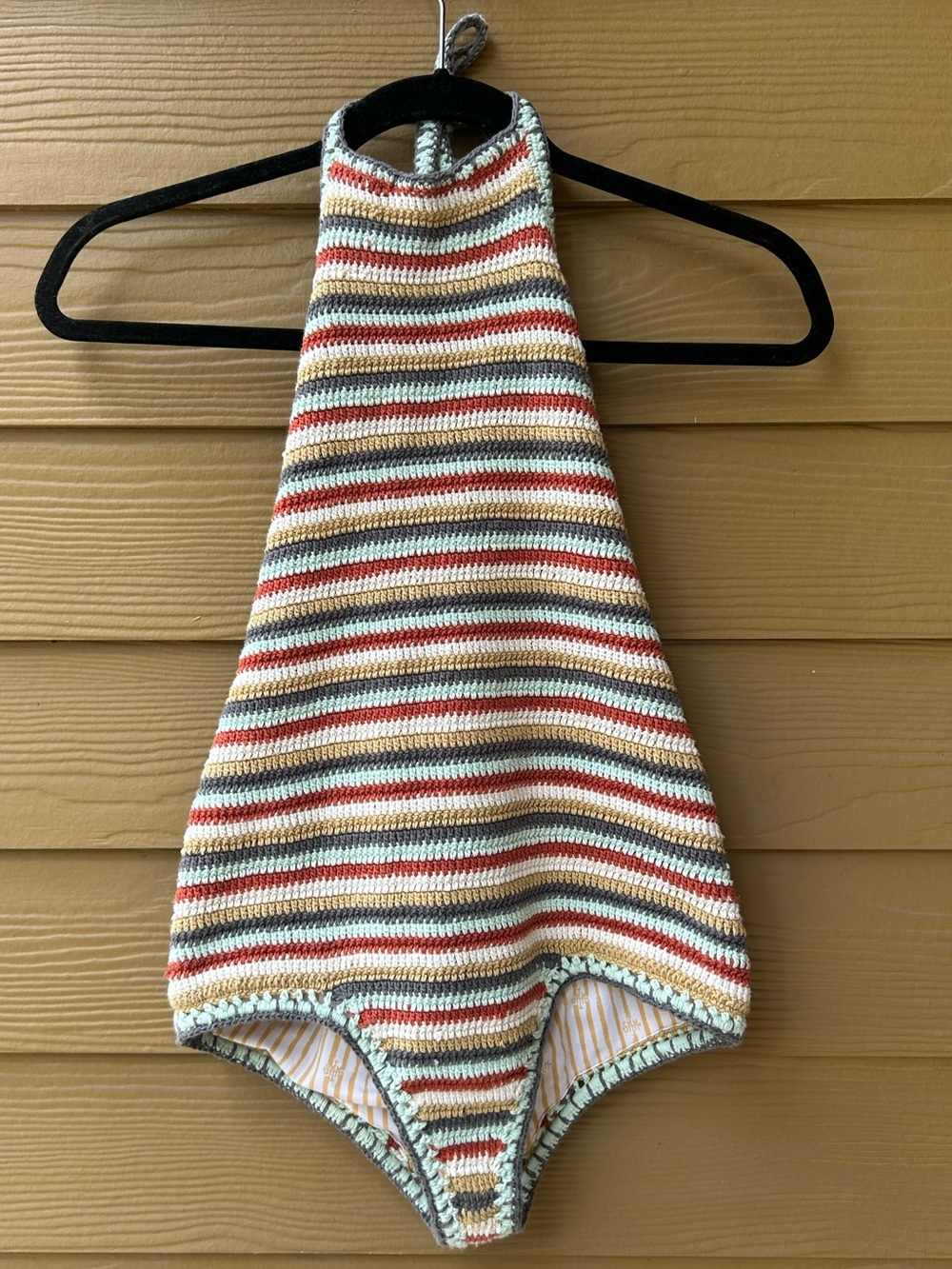 Free People “She Made Me” Halter Crocheted One Piece Swimsuit S/M